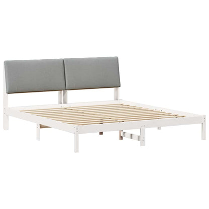 Bed frame White and light grey 180 x 200 cm Solid pine wood