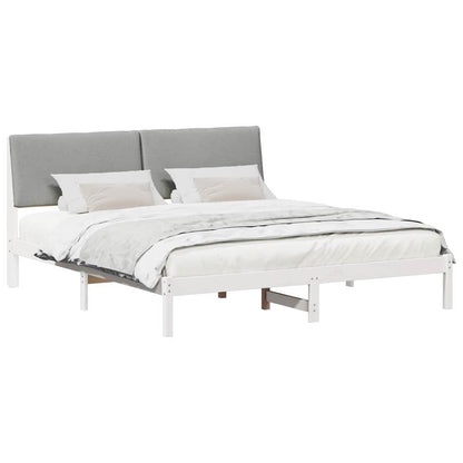 Bed frame White and light grey 180 x 200 cm Solid pine wood