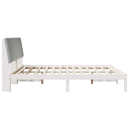 Bed frame White and light grey 180 x 200 cm Solid pine wood