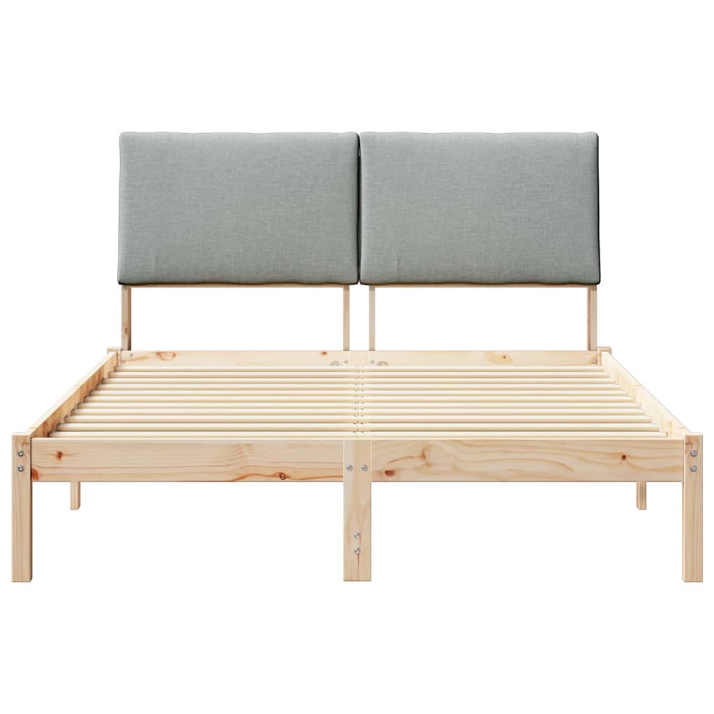 Bed frame Brown and light grey 160 x 200 cm Solid pine wood