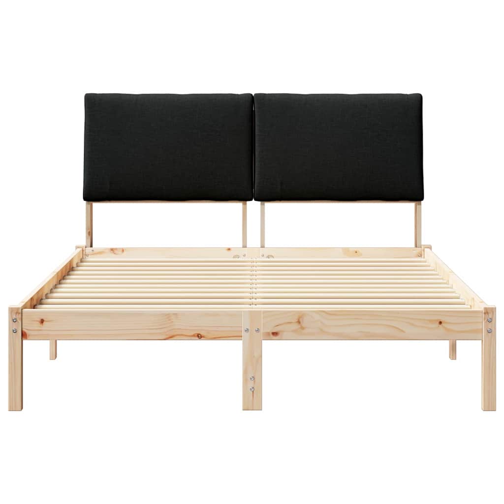 Bed frame Brown and black 160 x 200 cm Solid pine wood