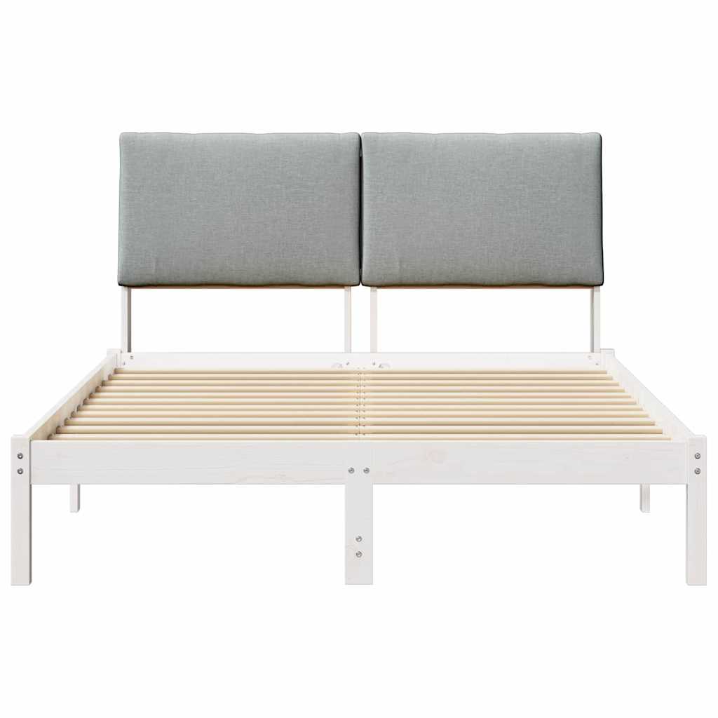 Bed frame White and light grey 160 x 200 cm Solid pine wood