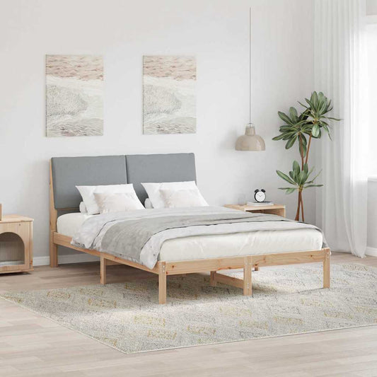 Bed frame Brown and light grey 150 x 200 cm Solid pine wood