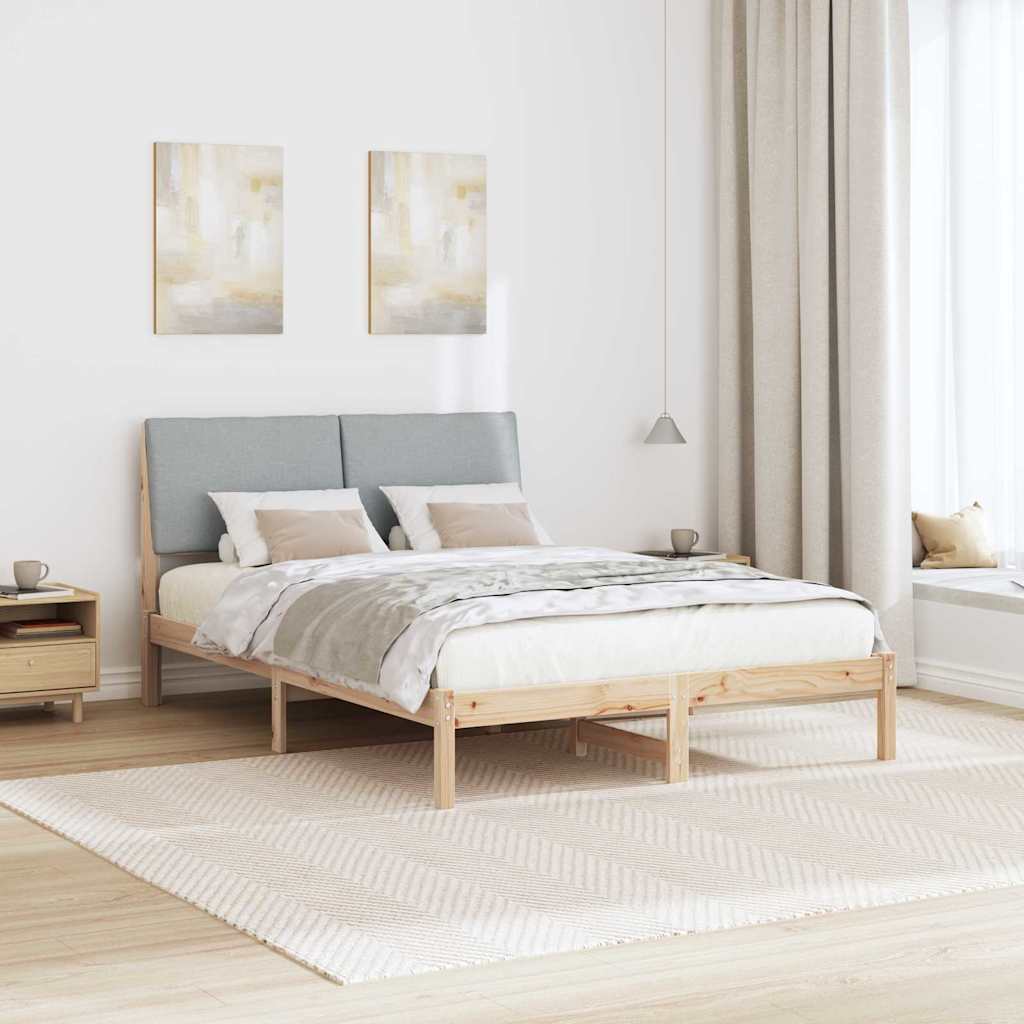 Bed frame Brown and light grey 150 x 200 cm Solid pine wood
