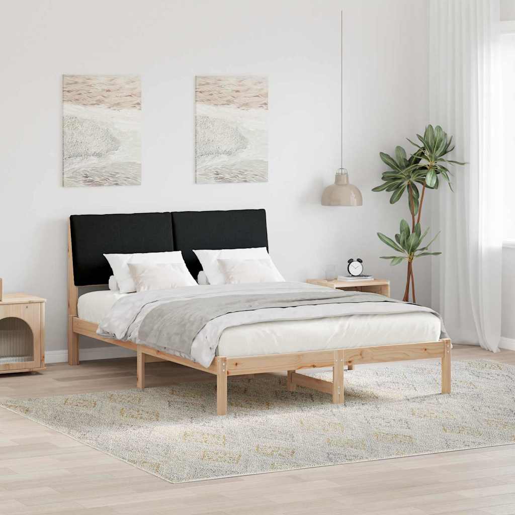 Bed frame Brown and black 150 x 200 cm Solid pine wood