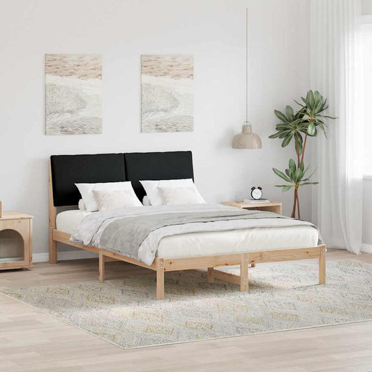 Bed frame Brown and black 150 x 200 cm Solid pine wood