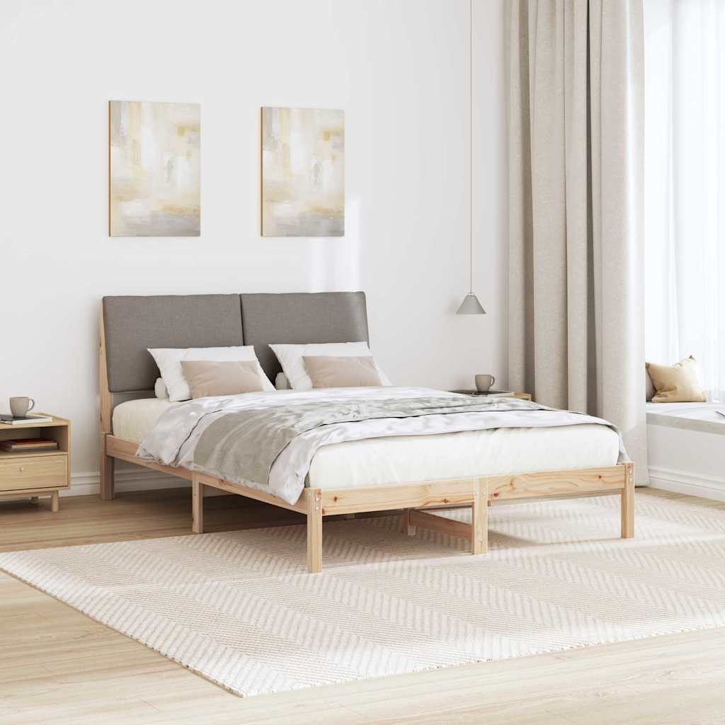 Bed frame Brown and taupe 150 x 200 cm Solid pine wood