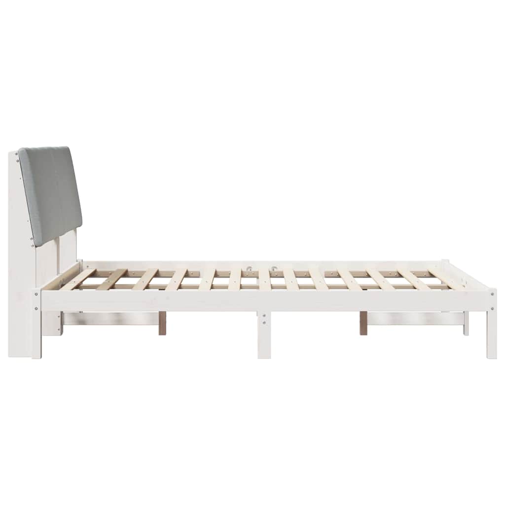 Bed frame White and light grey 150 x 200 cm Solid pine wood