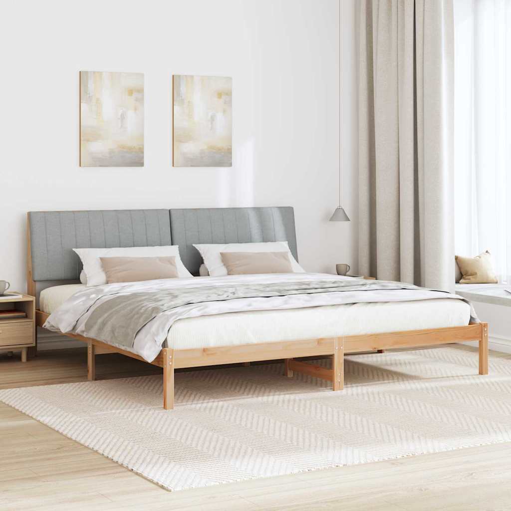 Bed Frame with Headboard Brown 200 x 200 cm Solid Pine Wood