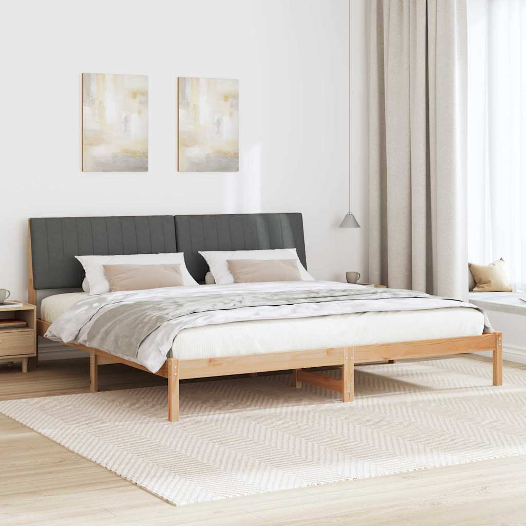 Bed Frame with Headboard Brown 200 x 200 cm Solid Pine Wood