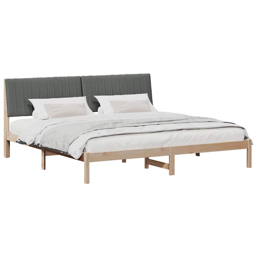 Bed Frame with Headboard Brown 200 x 200 cm Solid Pine Wood