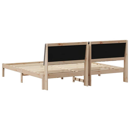 Bed Frame with Headboard Brown 200 x 200 cm Solid Pine Wood