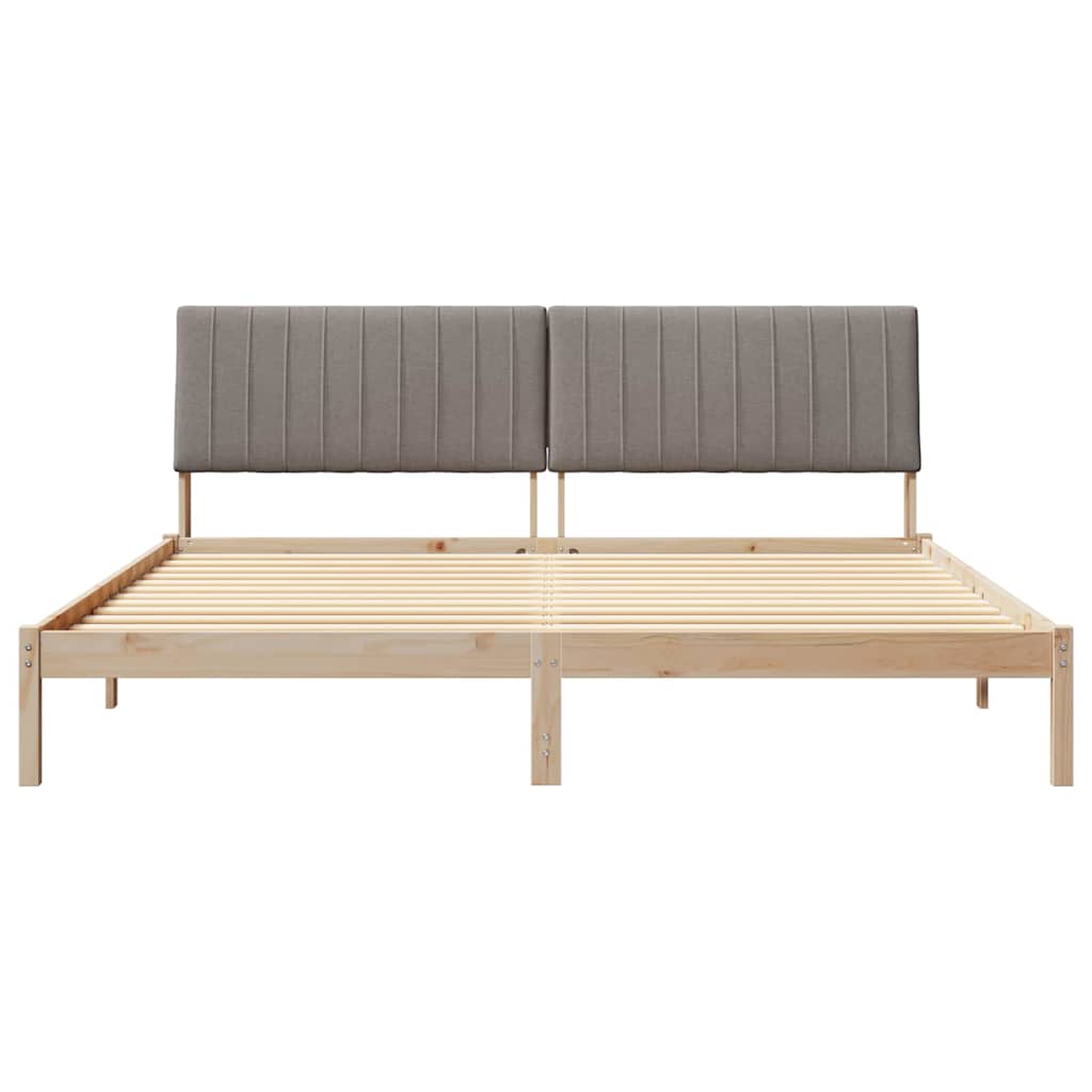 Bed Frame with Headboard Brown 200 x 200 cm Solid Pine Wood