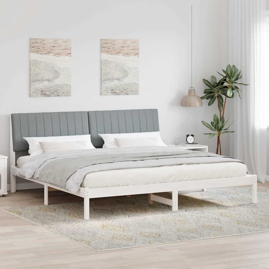 Bed Frame with Headboard White 200 x 200 cm Solid Pine Wood