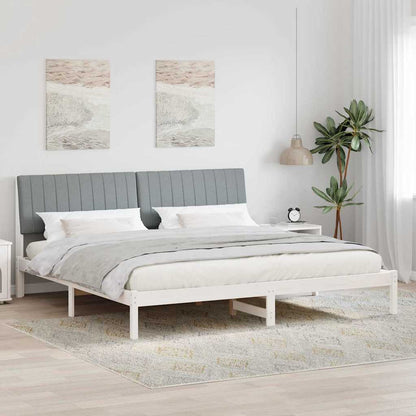 Bed Frame with Headboard White 200 x 200 cm Solid Pine Wood