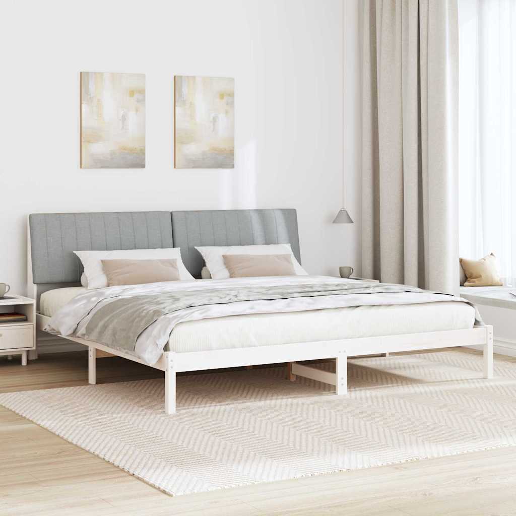 Bed Frame with Headboard White 200 x 200 cm Solid Pine Wood