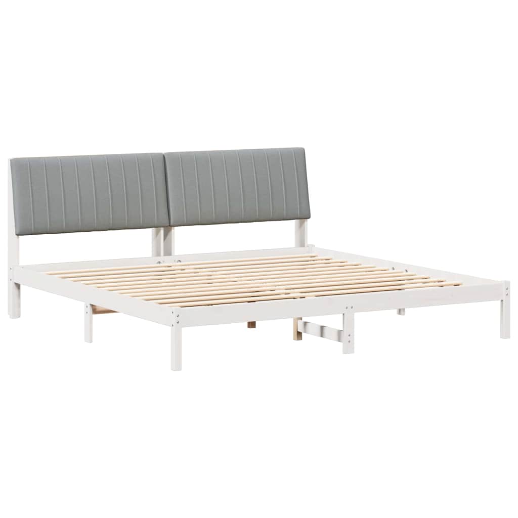 Bed Frame with Headboard White 200 x 200 cm Solid Pine Wood