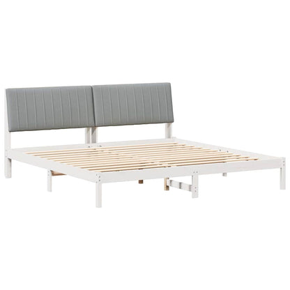 Bed Frame with Headboard White 200 x 200 cm Solid Pine Wood