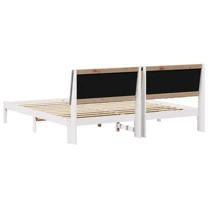 Bed Frame with Headboard White 200 x 200 cm Solid Pine Wood