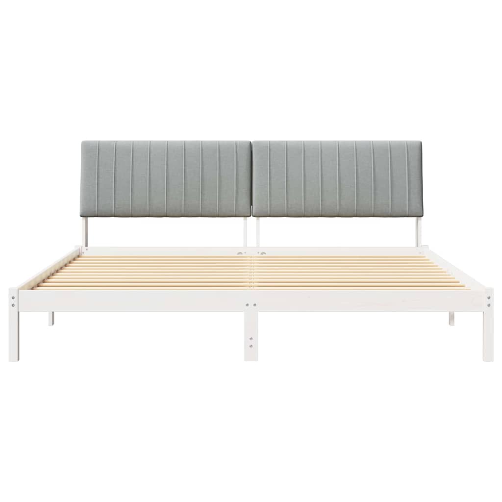 Bed Frame with Headboard White 200 x 200 cm Solid Pine Wood