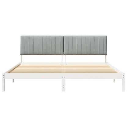 Bed Frame with Headboard White 200 x 200 cm Solid Pine Wood