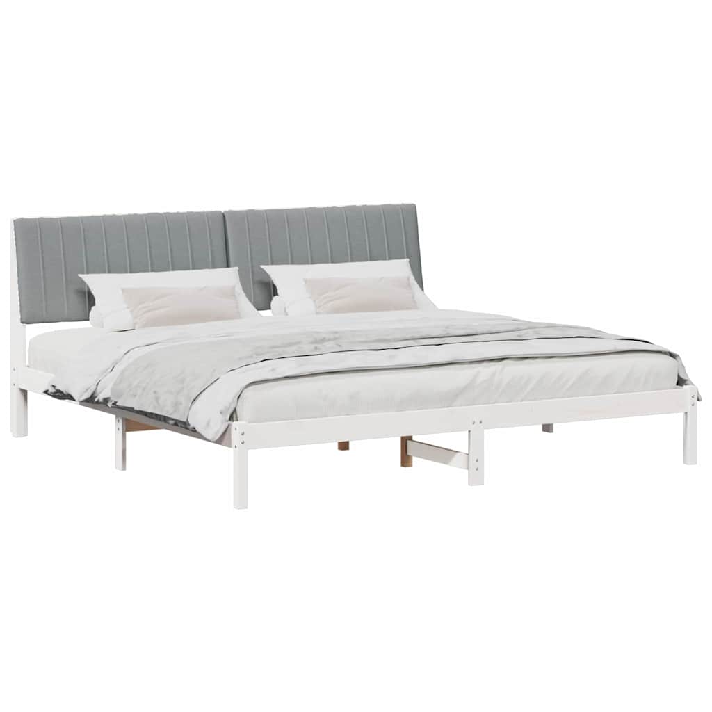 Bed Frame with Headboard White 200 x 200 cm Solid Pine Wood