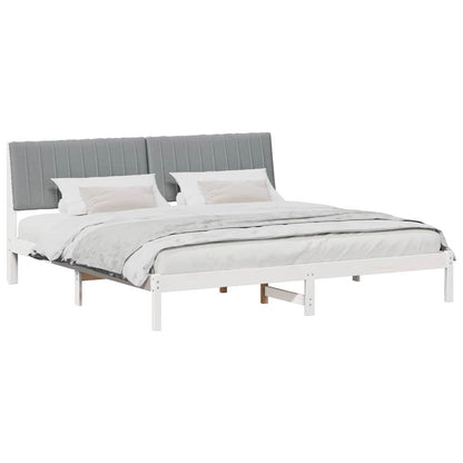 Bed Frame with Headboard White 200 x 200 cm Solid Pine Wood