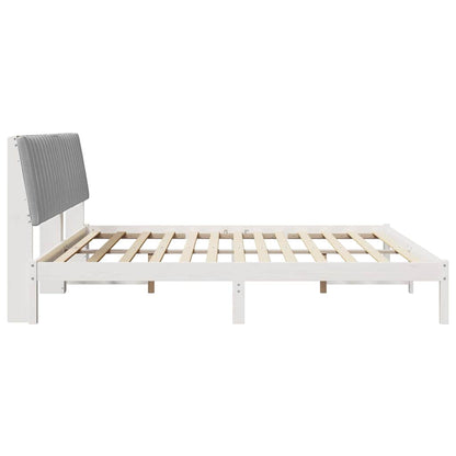 Bed Frame with Headboard White 200 x 200 cm Solid Pine Wood