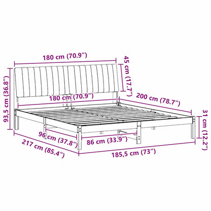 Bed Frame with Headboard Brown 180 x 200 cm Solid Pine Wood