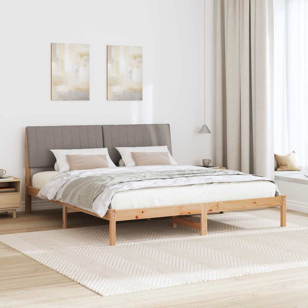Bed Frame with Headboard Brown 180 x 200 cm Solid Pine Wood