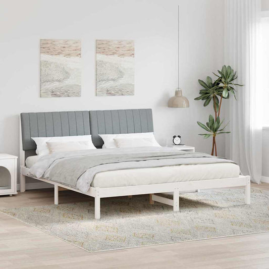 Bed Frame Light Grey 180 x 200 cm Solid Pine Wood