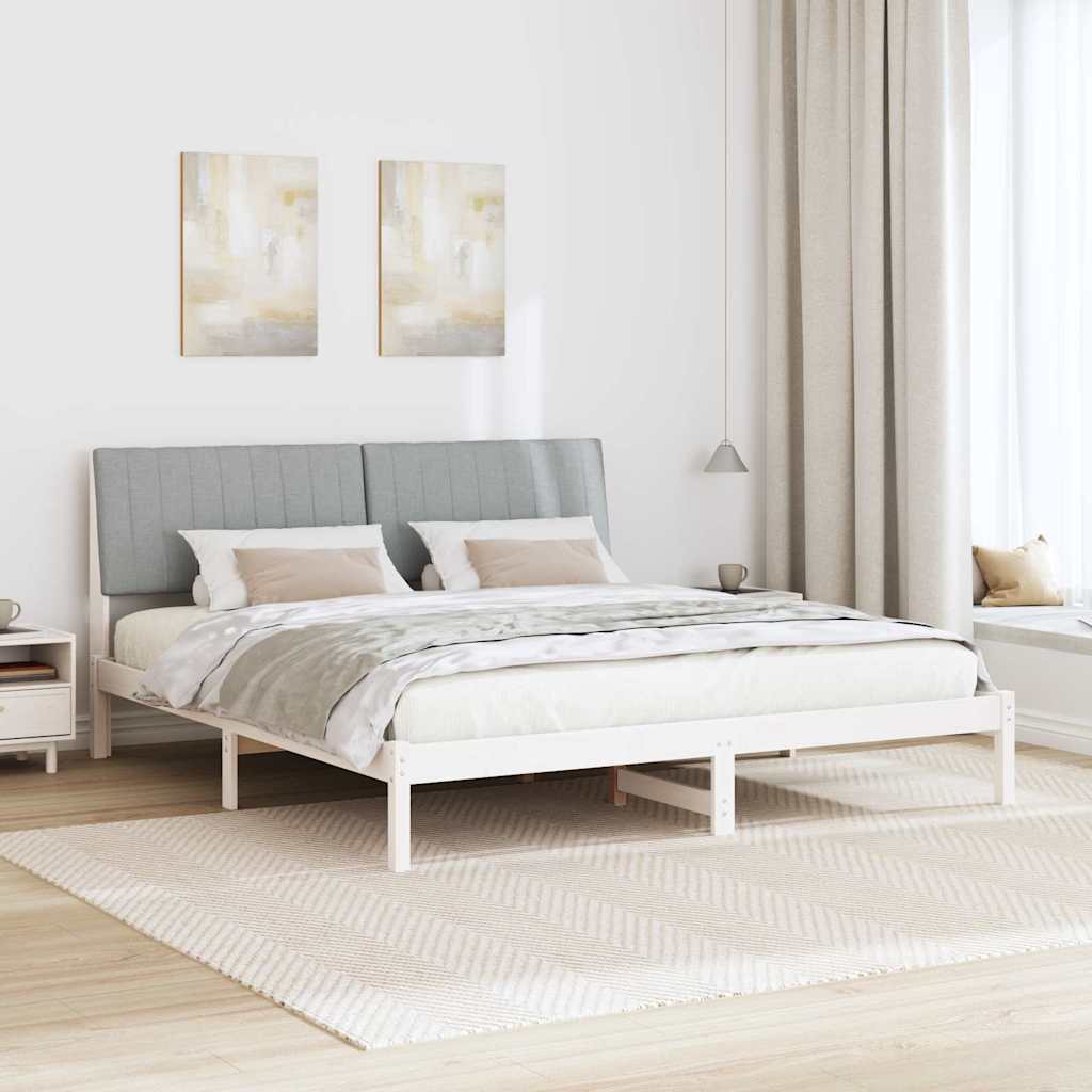 Bed Frame Light Grey 180 x 200 cm Solid Pine Wood