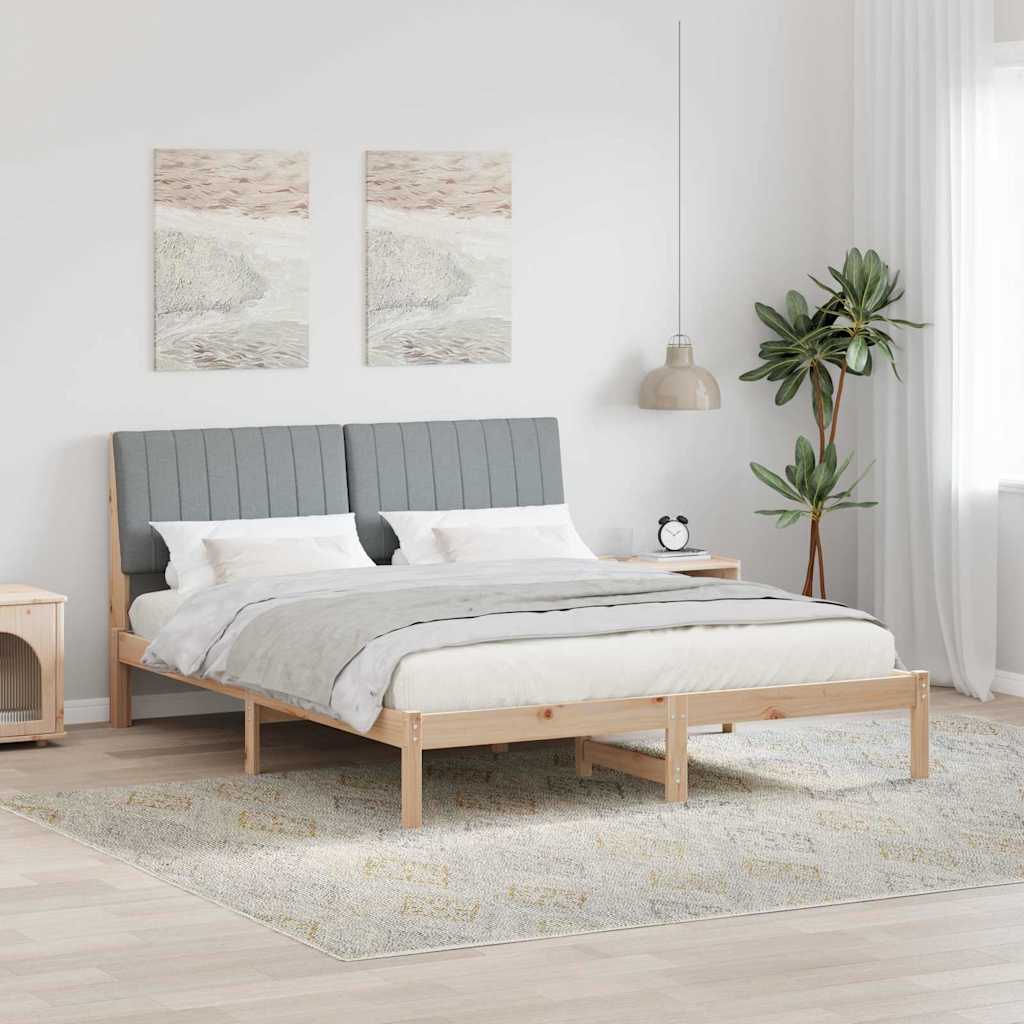 Bed Frame with Headboard Brown 160 x 200 cm Solid Pine Wood