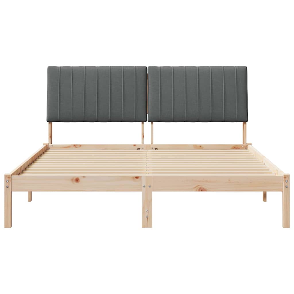 Bed Frame with Headboard Brown 160 x 200 cm Solid Pine Wood