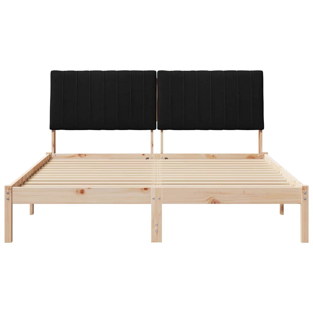 Bed Frame with Headboard Brown 160 x 200 cm Solid Pine Wood