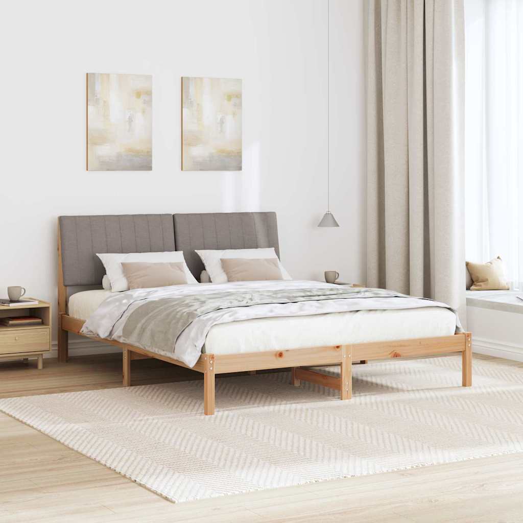 Bed Frame with Headboard Brown 160 x 200 cm Solid Pine Wood