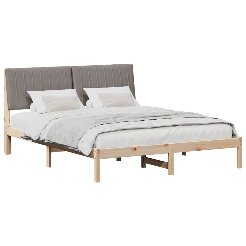 Bed Frame with Headboard Brown 160 x 200 cm Solid Pine Wood
