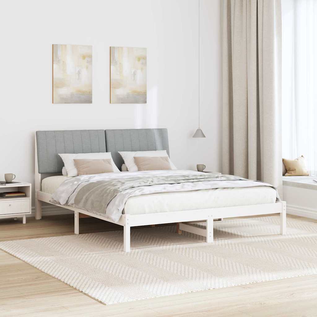 Bed Frame with Headboard White 160 x 200 cm Solid Pine Wood