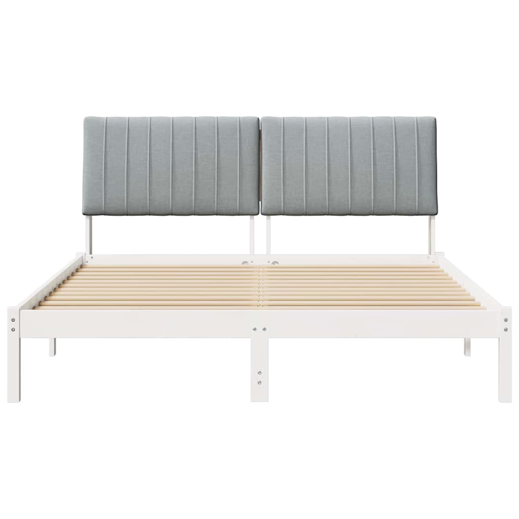 Bed Frame with Headboard White 160 x 200 cm Solid Pine Wood