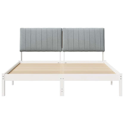 Bed Frame with Headboard White 160 x 200 cm Solid Pine Wood