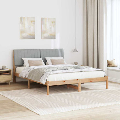 Bed Frame with Headboard Brown 150 x 200 cm Solid Pine Wood