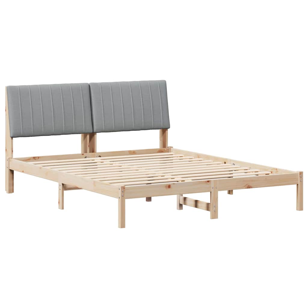 Bed Frame with Headboard Brown 150 x 200 cm Solid Pine Wood