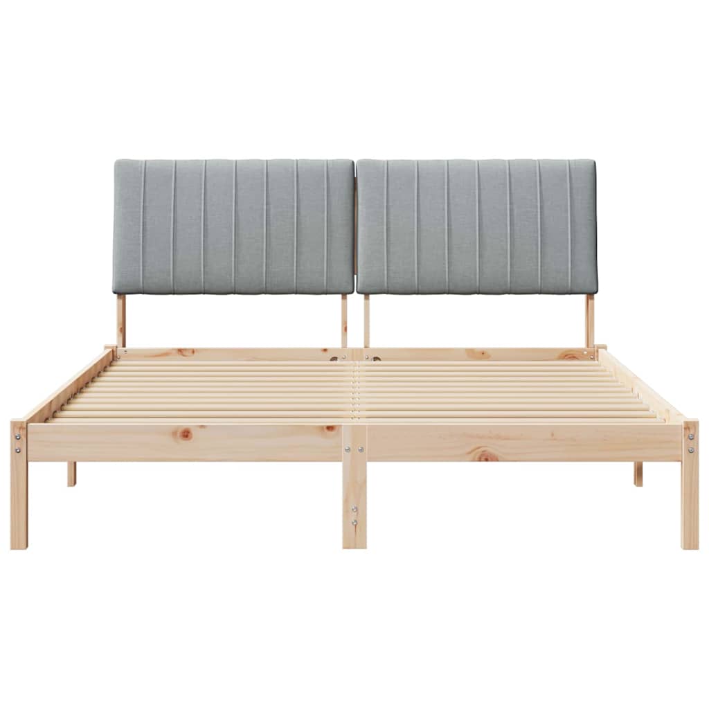 Bed Frame with Headboard Brown 150 x 200 cm Solid Pine Wood