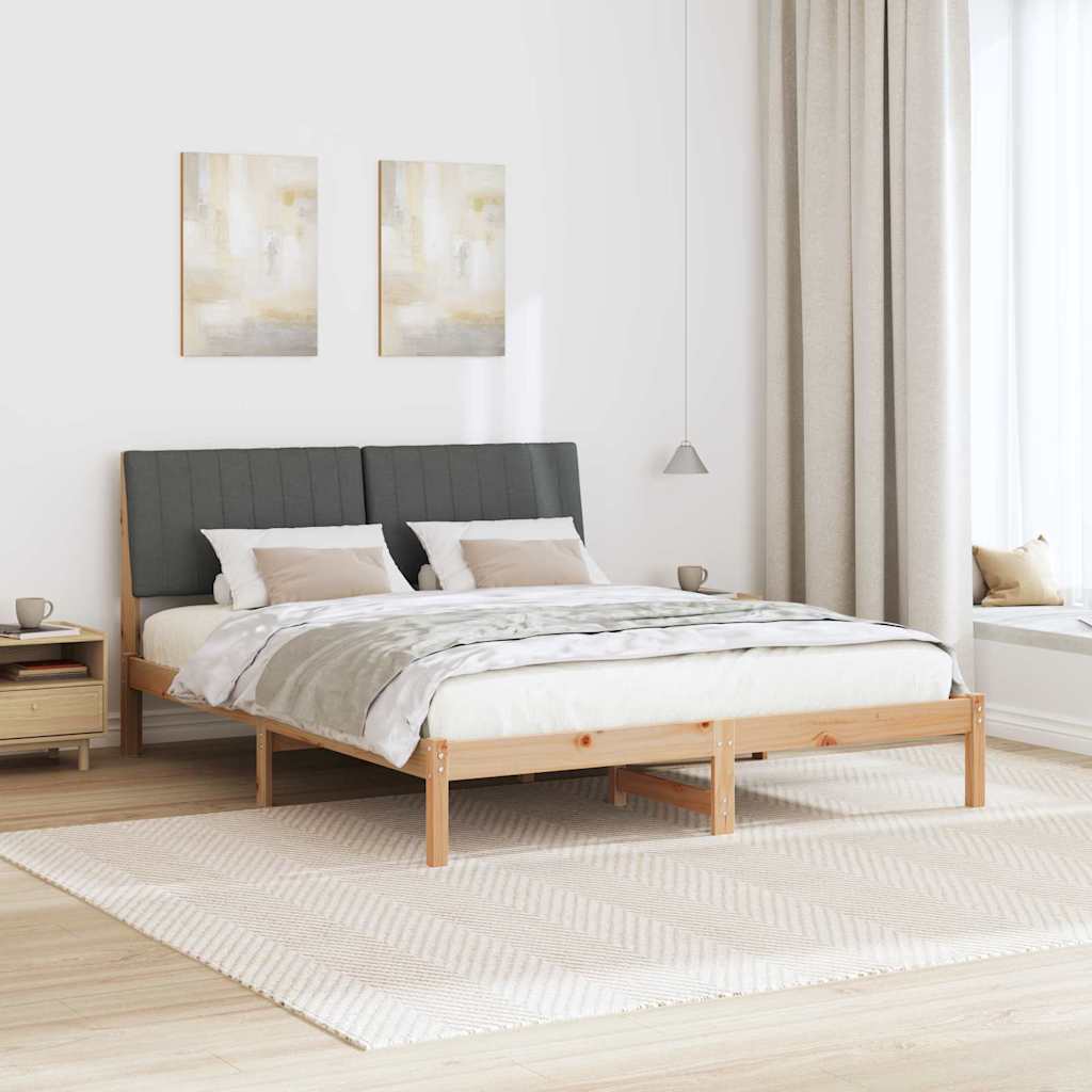 Bed Frame with Headboard Brown 150 x 200 cm Solid Pine Wood