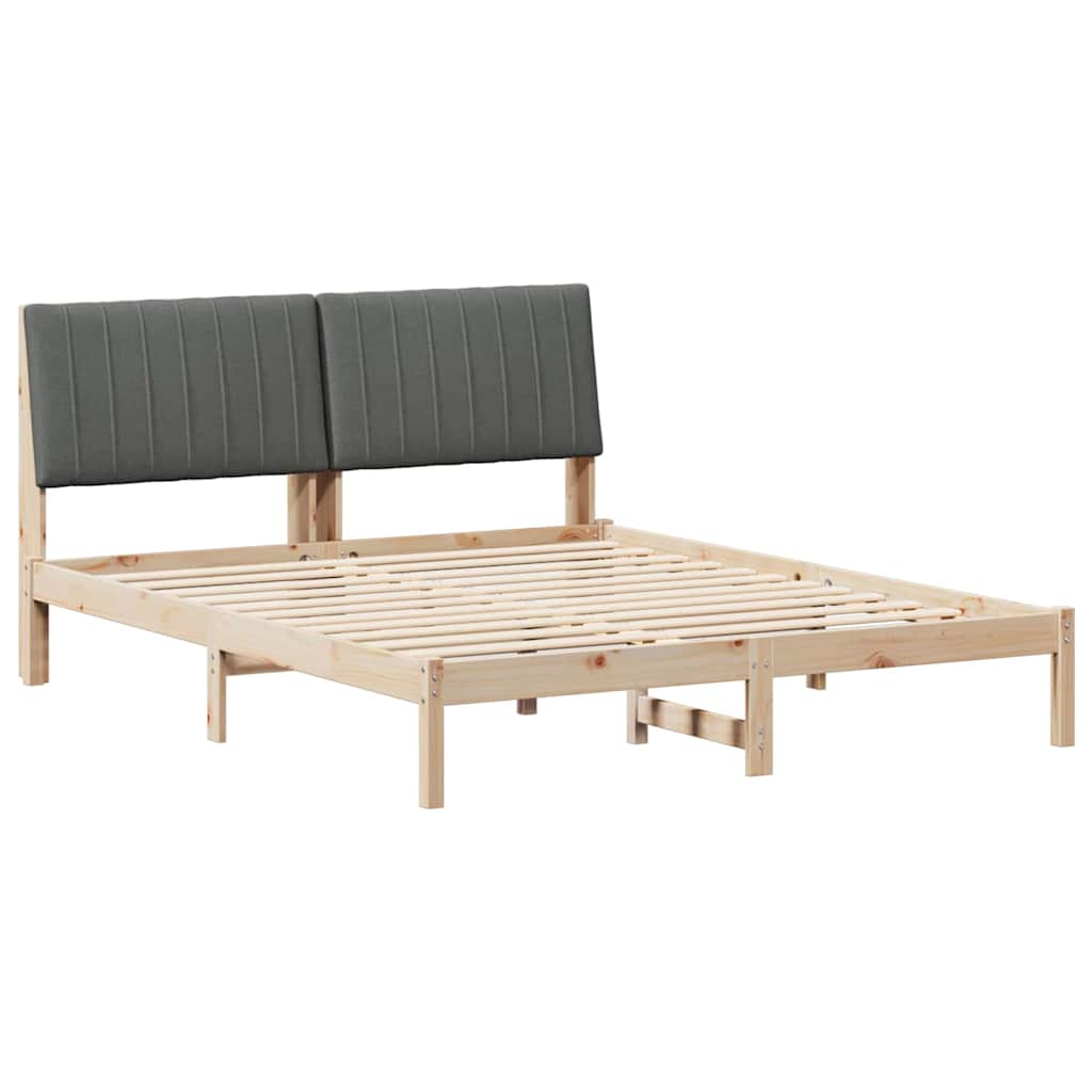 Bed Frame with Headboard Brown 150 x 200 cm Solid Pine Wood