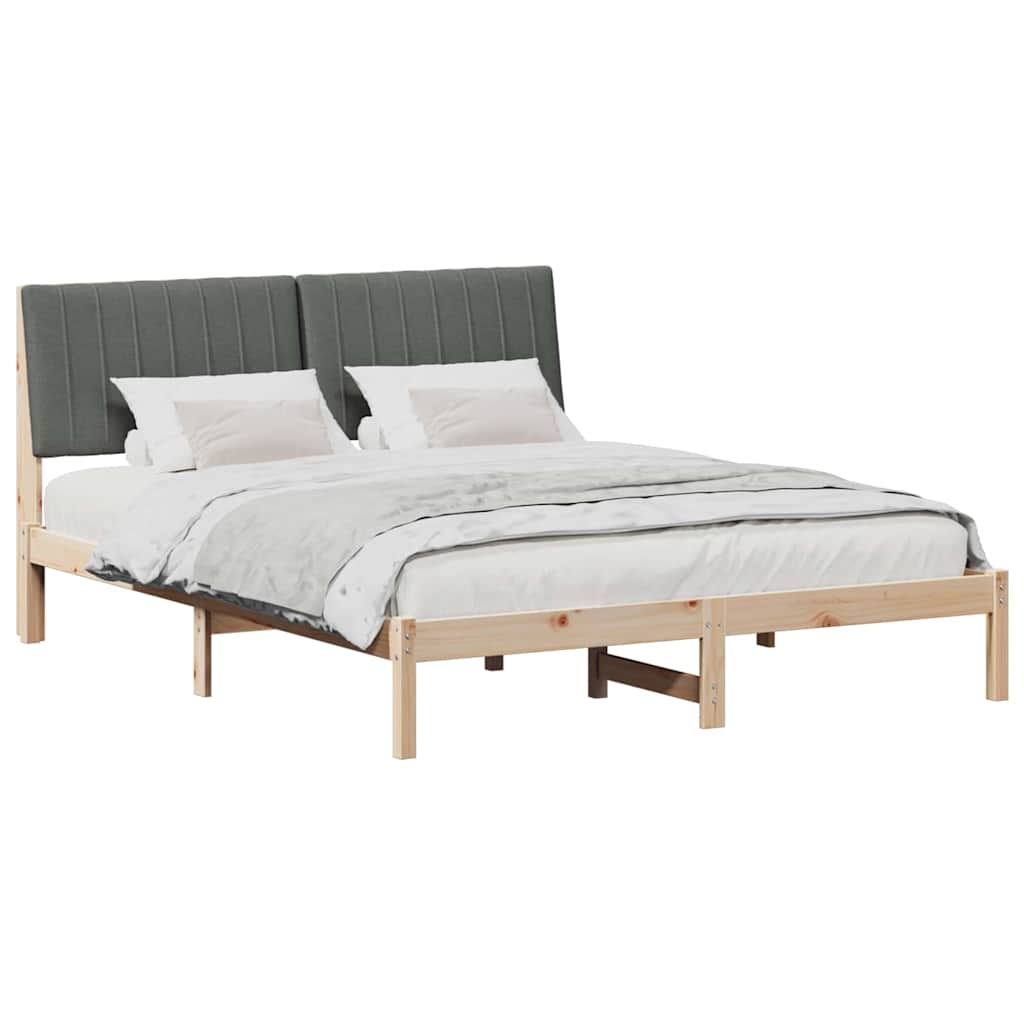 Bed Frame with Headboard Brown 150 x 200 cm Solid Pine Wood