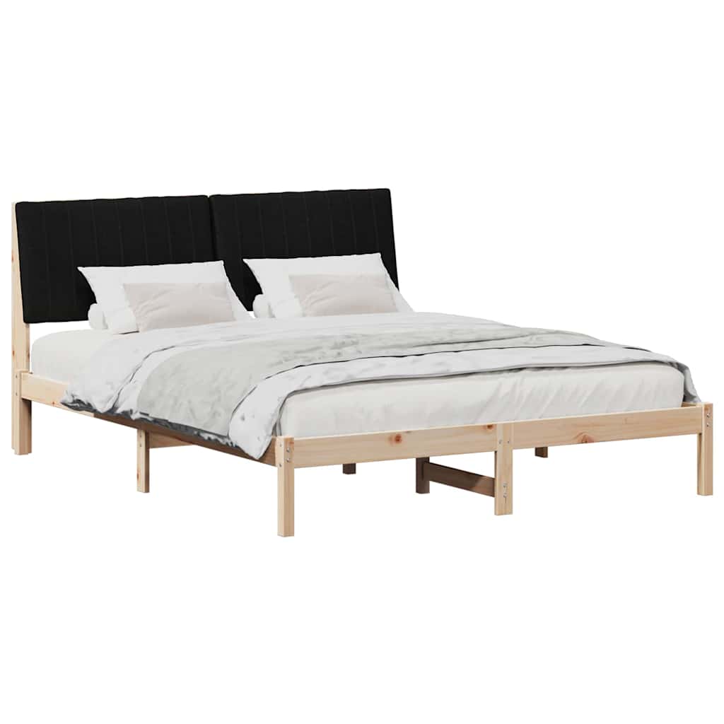 Bed Frame with Headboard Brown 150 x 200 cm Solid Pine Wood