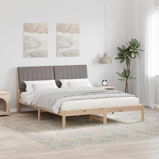 Bed Frame with Headboard Brown 150 x 200 cm Solid Pine Wood