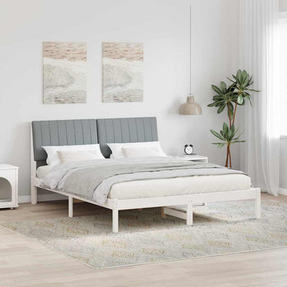 Bed Frame with Headboard White 150 x 200 cm Solid Pine Wood