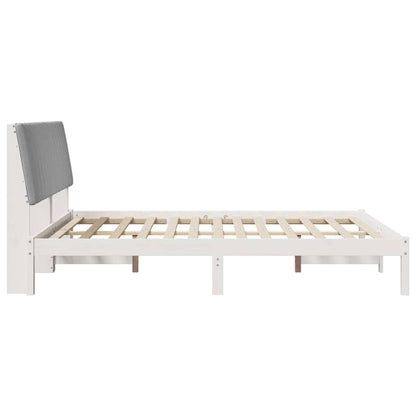 Bed Frame with Headboard White 150 x 200 cm Solid Pine Wood